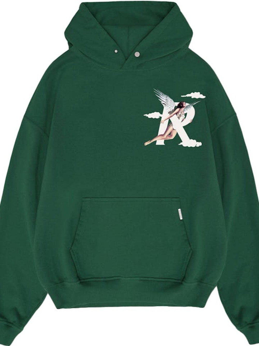 Represent Angel Graphic Hoodie Green Pullover Y2K Streetwear